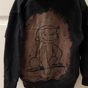 Black Bleached Out Curious George Sweatshirt